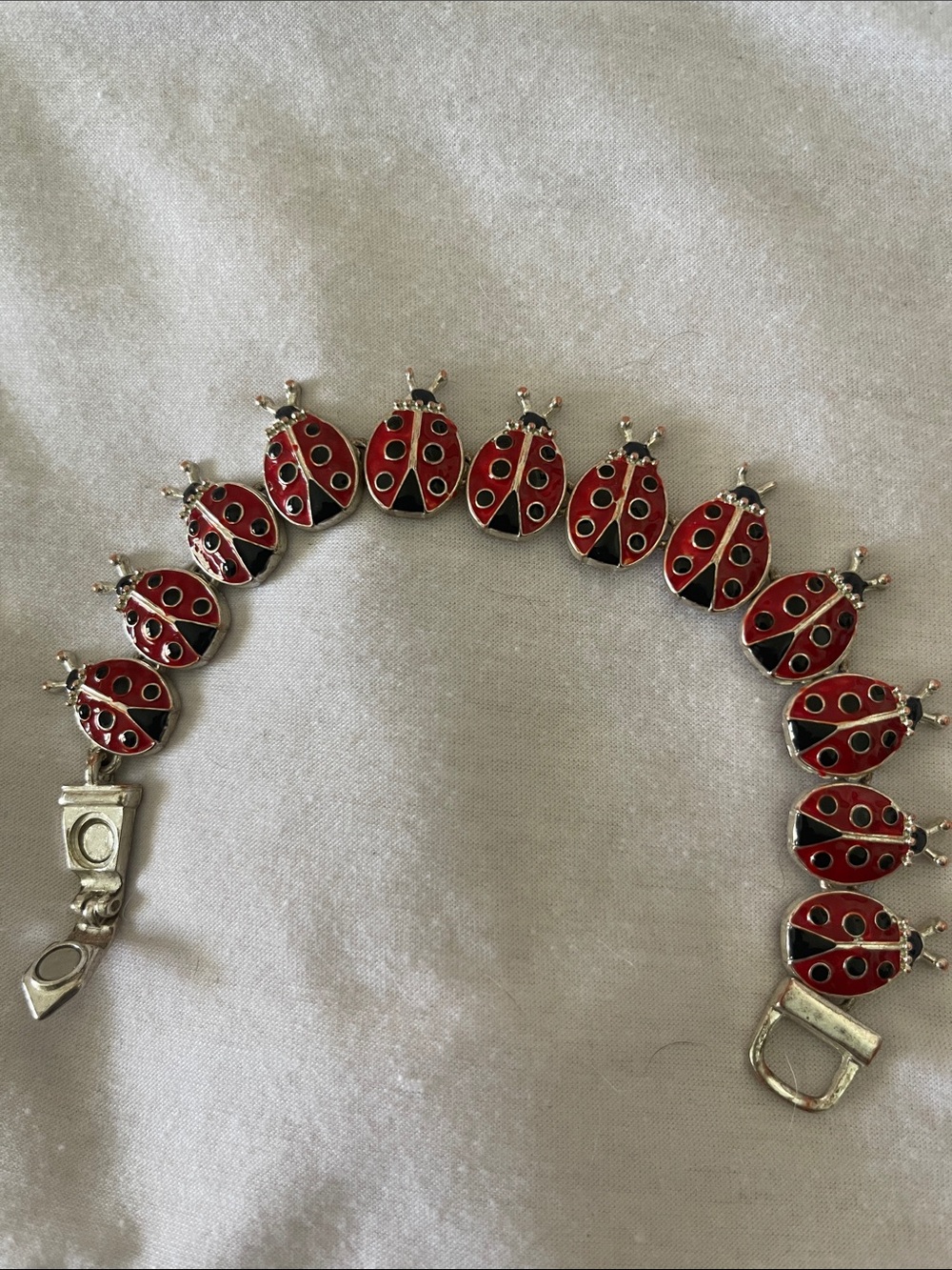 Ladybug Charm Bracelet - Red Enamel Women Accessories